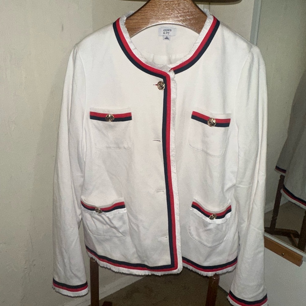 Lovely White Nautical themed Jacket. Crown & Ivy. Women’s XL. Never worn.